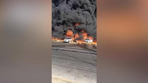 حريق ضخم على طريق القاهرة والإسماعيلية